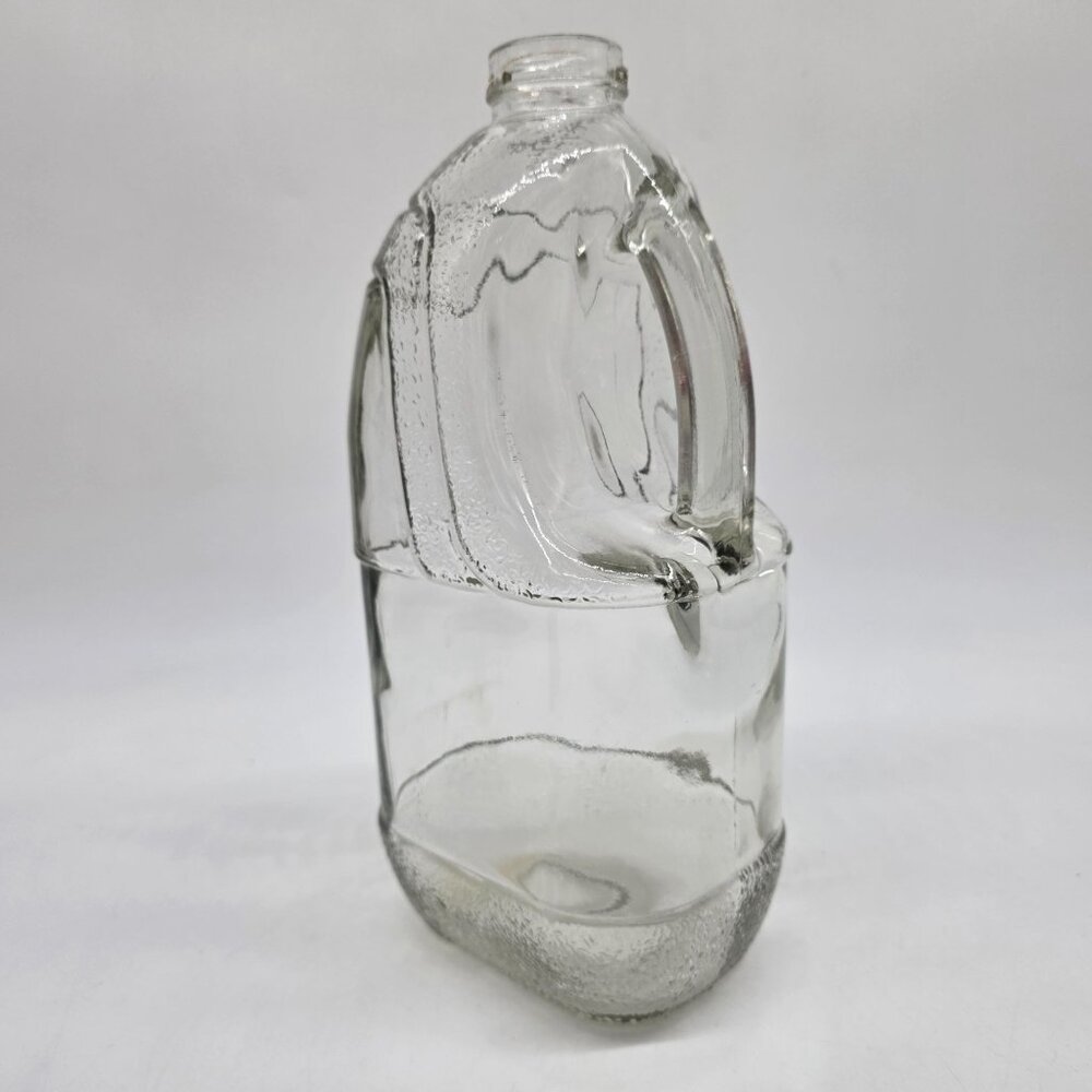Clear Embossed Glass Jug With Handle Milk Glass Bottle Shape 10" - Picture 5 of 9